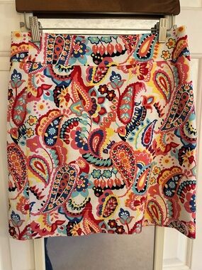 Talbots Paisley Mini Skirt in Red, Pink, Blue & Yellow Size 4 Petite